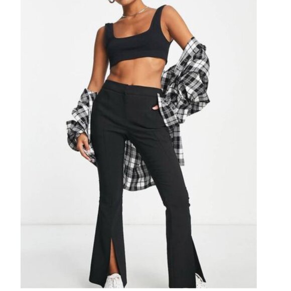 Topshop High Rise Kick Flare Trouser Pants with Split Hem Size 4 - Picture 1 of 9
